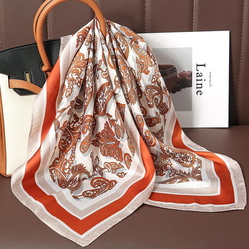 Роскошные повязки для волос хиджаб квадратный шелковый шарф для женщин шейный платок женский атласный платок лента повязка на голову модные обертывания бандана