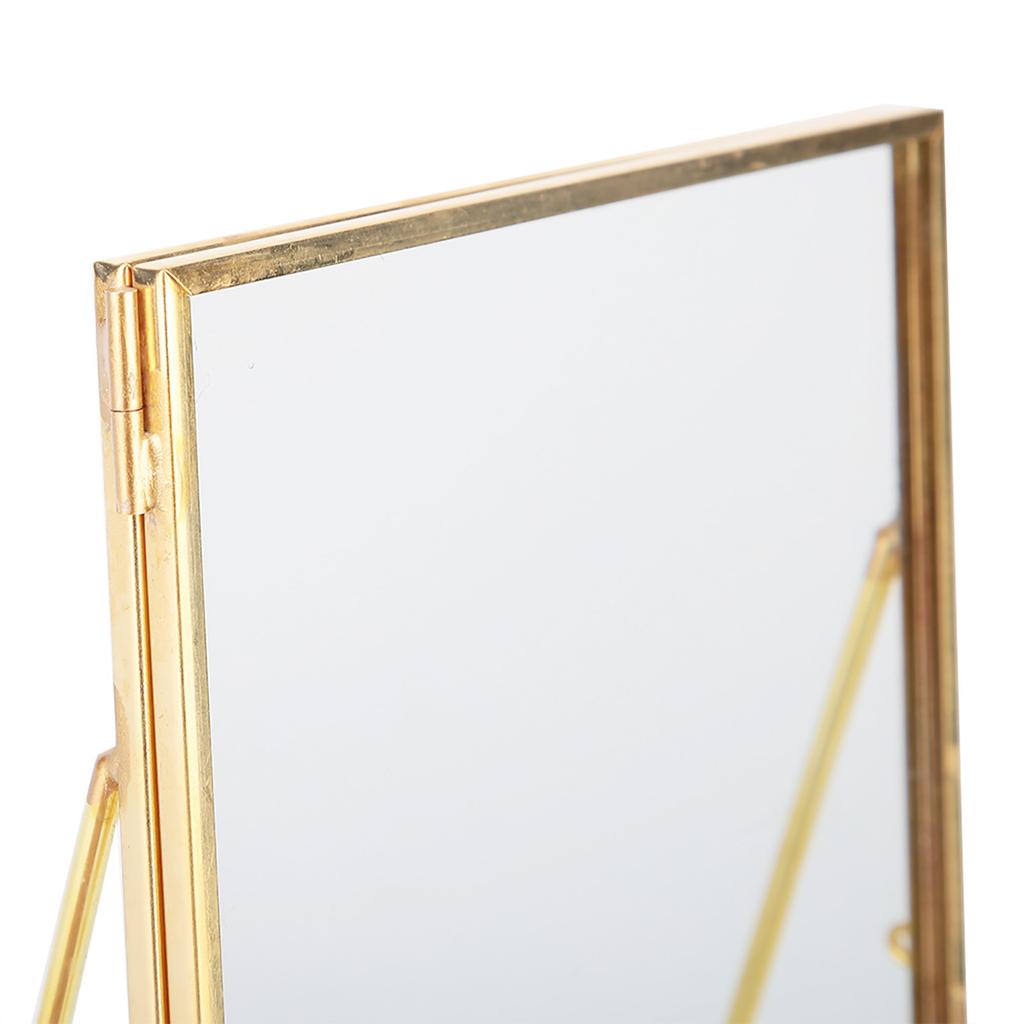 Brass Retro Glass Metal Desktop Photo Frame Bracket Copper Strip Metal Photo Frame;4*6inch :
