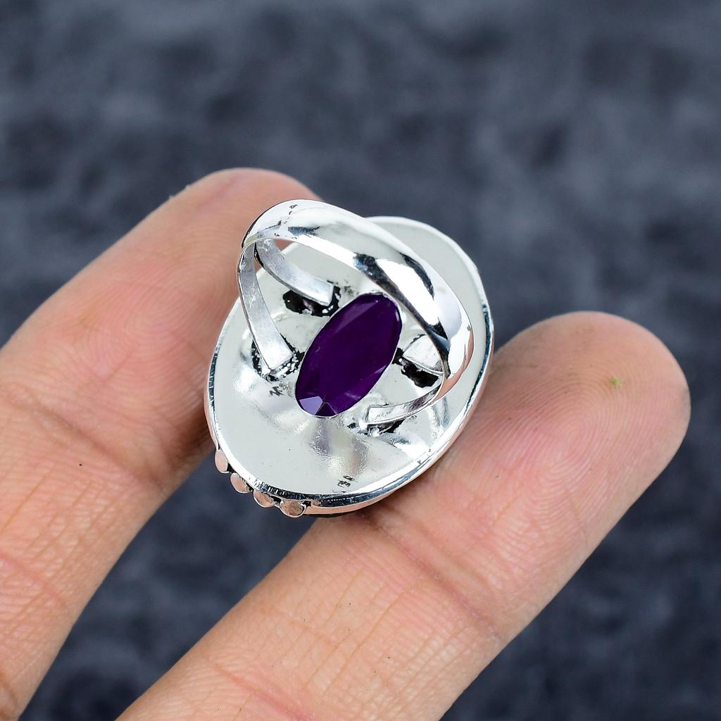 Pink Amethyst Gemstone Handmade 925 Sterling Silver Jewelry Ring Size 8.5 M-2791