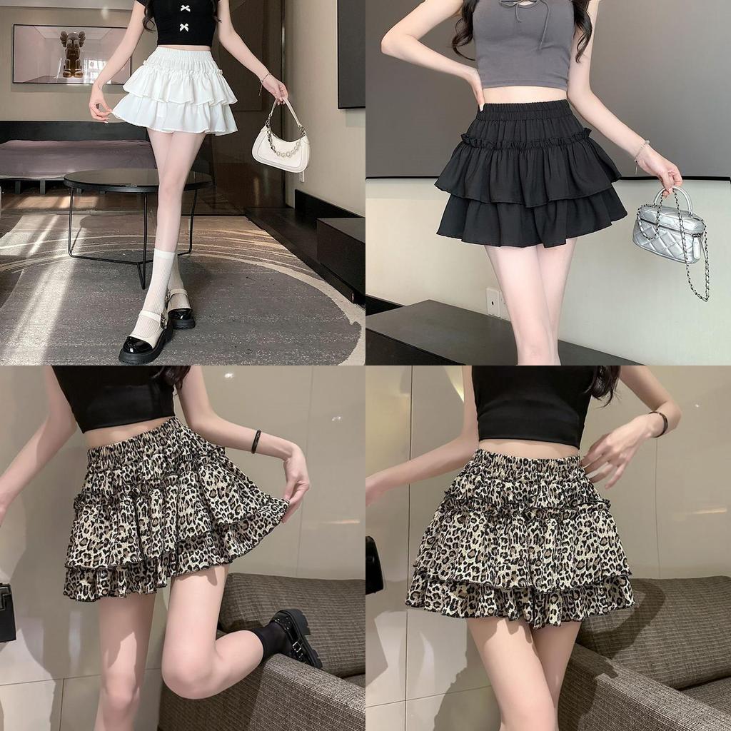 Leopard Print High Waist Mini Skirt With Pleated Design For Summer Fashion