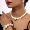Новый комплект с цирконами для невесты, модный элегантный комплект с имитацией жемчуга: ожерелье, браслет, серьги, аксессуары для свадебной вечеринки для женщин