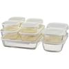 HARIO Stackable Heat-Resistant Glass Containers, Square, Set of 10, HKOZ-1002-OW