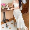 White Spaghetti Straps Sundress for Lady Summer Sweet Holiday Style Long Party Women Dress