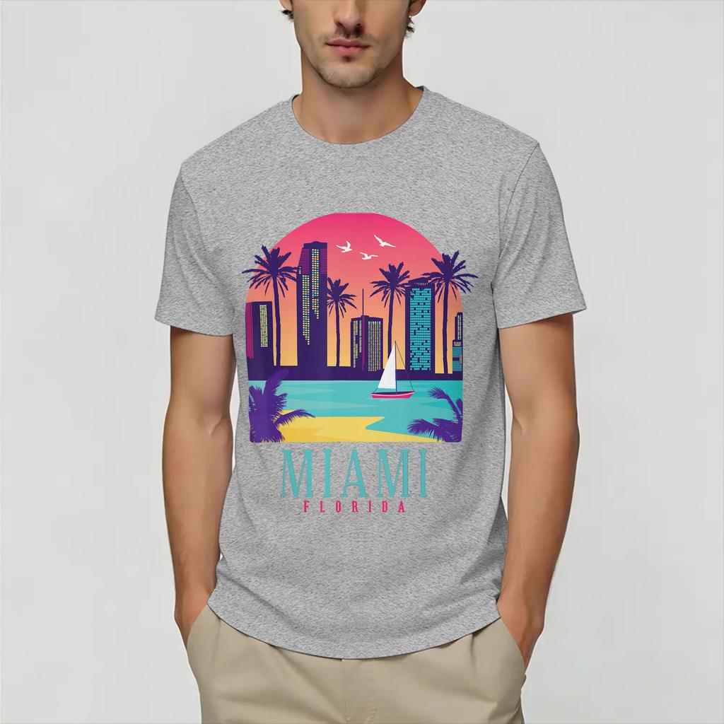 Винтажная футболка Miami Vices Летняя 100% Хлопок Футболки Для Унисекс Новинка Повседневная Футболка С Коротким Рукавом Уличная Одежда Топы