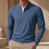 Мужская футболка-henley из 100% хлопка, однотонная, с длинным рукавом, на пуговицах, базовая, новая, Осень