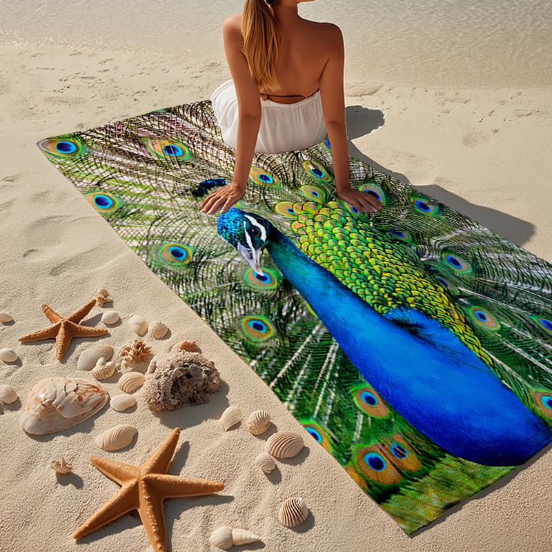 Peacock Displaying Plumage Beach Towel, Super Soft Microfiber, Gift for Her/Him, Birthday, for Pool, Beach, Travel, Home Decor Fan gifts