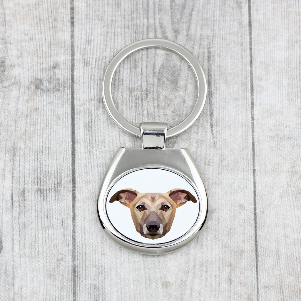 Whippet - Geometric Keychain with a Photo and the Inscription Art-Dog