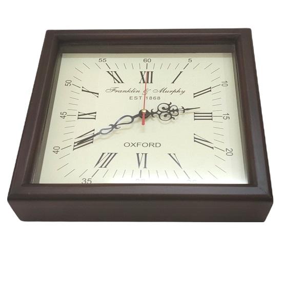 Деревянные настенные часы с антикварной отделкой, квадратной формы, винтажные часы с римскими цифрами, офисный домашний декор, часы Franklin and Murphy 1868