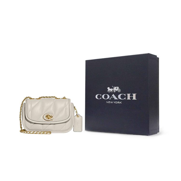 Coach Pillow Madison 18 Chain Link Turnlock Shoulder Bag Women Shoulder Bag White CA086-B4HA