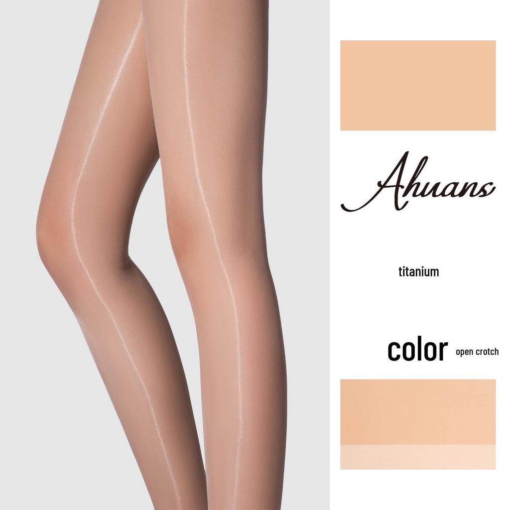 Love Fantasy 'Titanium' Ультратонкие бесшовные колготки: Прозрачные маслянистые чулки с эффектом Авроры, регулируемые по длине, сексуальный черный дизайн.