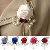 Fake Flower Faux Pearl Boutonniere Wedding Ceremony Bride Groom Corsage Brooch