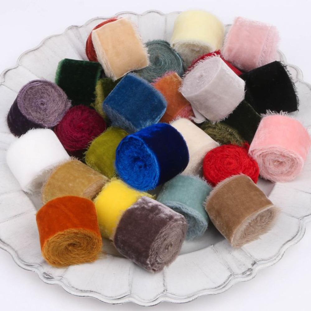 New 1 Meter Velvet Ribbon Thickening Ribbon Frayed Edge Gift Packing Ribbon Velvet DIY Craft Ribbon Christmas Party Decorations