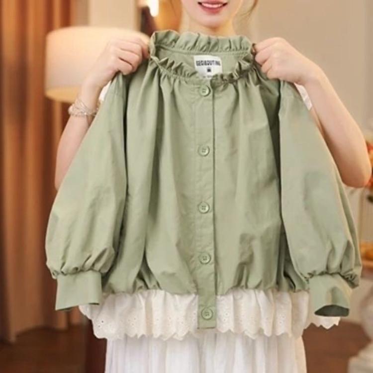 Девичье корейское пальто-бутон с рукавами-фонариками - 2025 Весенне-осенняя детская мода, короткий плащ в стиле мори