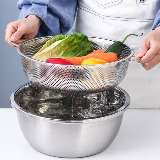 Сливная корзина, дуршлаг из нержавеющей стали, прочные ручки, корзина для мытья фруктов и овощей для домашней кухни