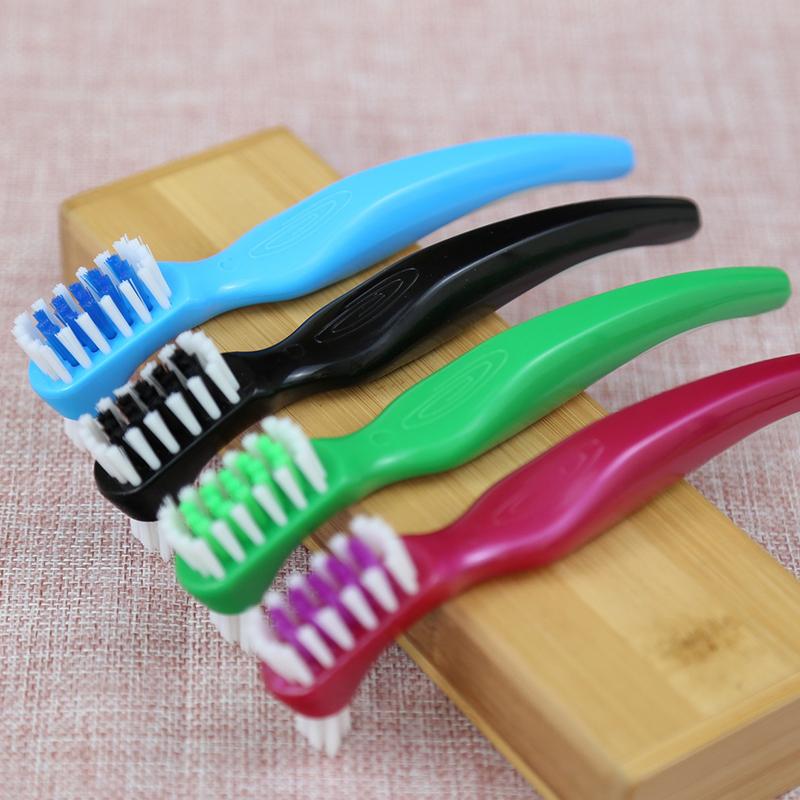 Denture Cleaning Brush Dual Heads Gum Cleaner For Men Women Multi-Layered Bristles False Teeth Brush Oral Cleaning Tools
