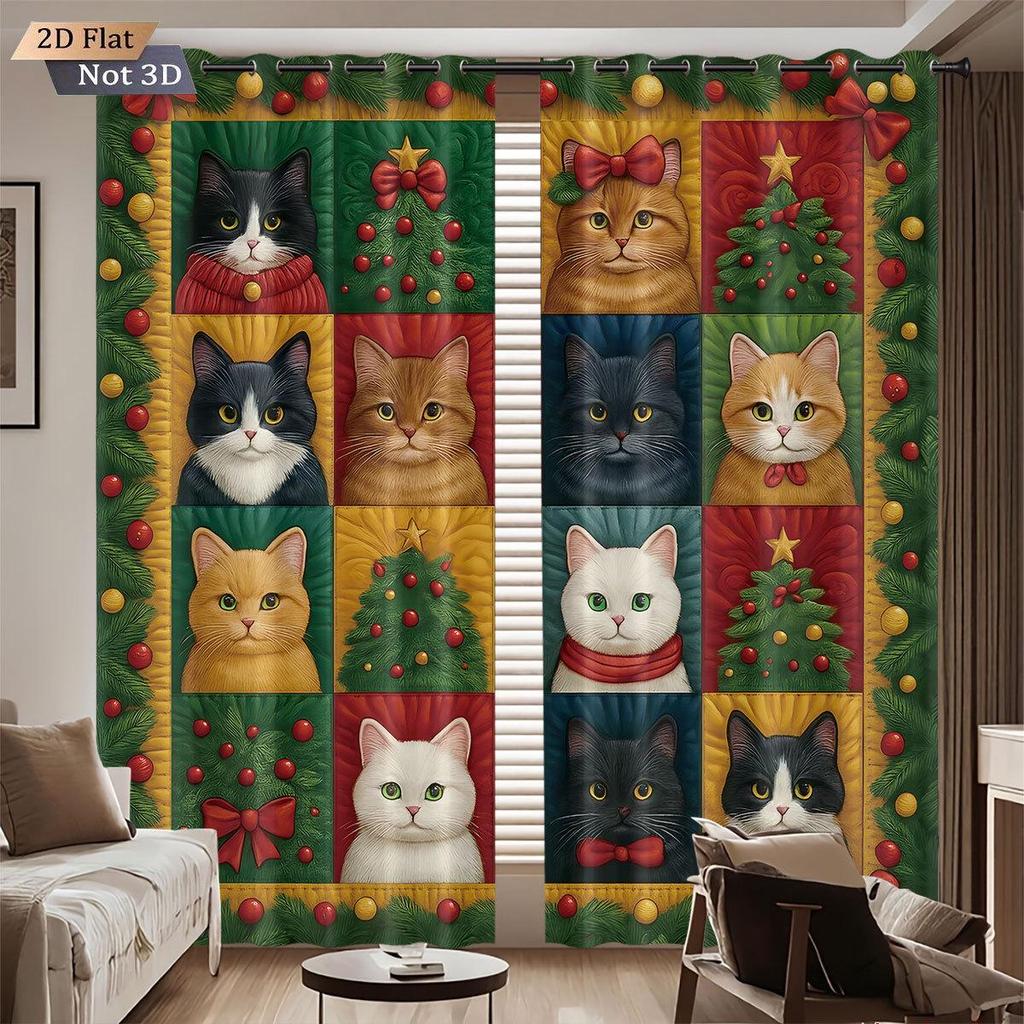 Индивидуальные 3D рождественские шторы Блэкаут с Сантой - Высокоточный полиэстер с защитой от солнца