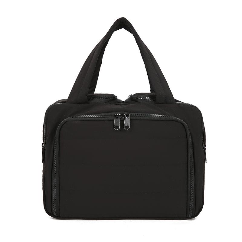 Travel toiletry bag with wide opening, fluffy makeup bag, storage pouch, toiletry set organizer, portable handbag