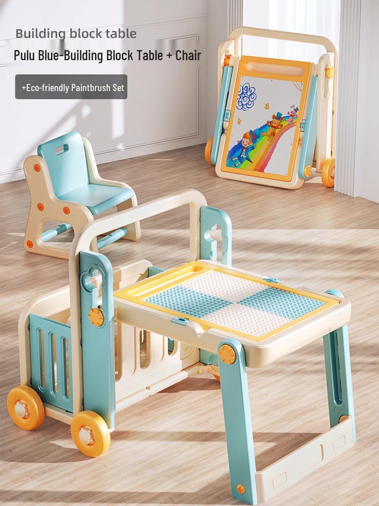 Manlong Convertible Building Block Table & Foldable Drawing Board - Educational Game Table for Boys & Girls, Ideal First Birthday Gift