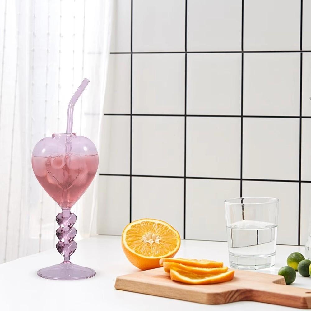 Transparent Heart Shaped Glass Romantic Juice Drink Glass Creative Drinking Cups Bar
