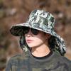Камуфляжная солнцезащитная шляпа-ведро с широкими полями, закрывающая лицо, шаль 3 в 1, летняя шляпа от солнца для альпинизма, пешего туризма, рыбалки