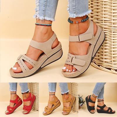 Женские ортопедические сандалии, повседневные шлепанцы на плоской подошве, женская обувь на низкой танкетке, размер