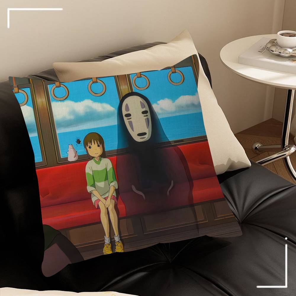 Подушки Подарки Мебель для домашнего офиса Спальня Диван Автомобильная подушка Чехол 45x45см Фильм Унесенные призраками Аниме