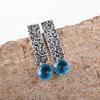 Серьги с голубым топазом Swiss Blue Topaz Gemstone Earring, 925 Solid Sterling Silver Earrings Jewelry Handmade Earrings, Silver Jewelry For Gift