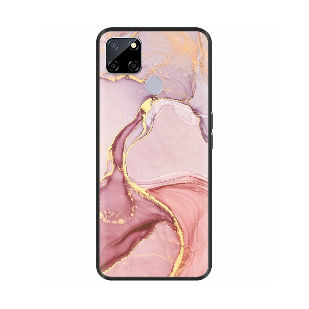 Чехол для Realme C25 C25s Мягкий Милый Чехол для OPPO Realme C25Y C21Y Силиконовый Черный ТПУ Чехол для Телефона Для OPPO Realme C21 Цветочный Чехол