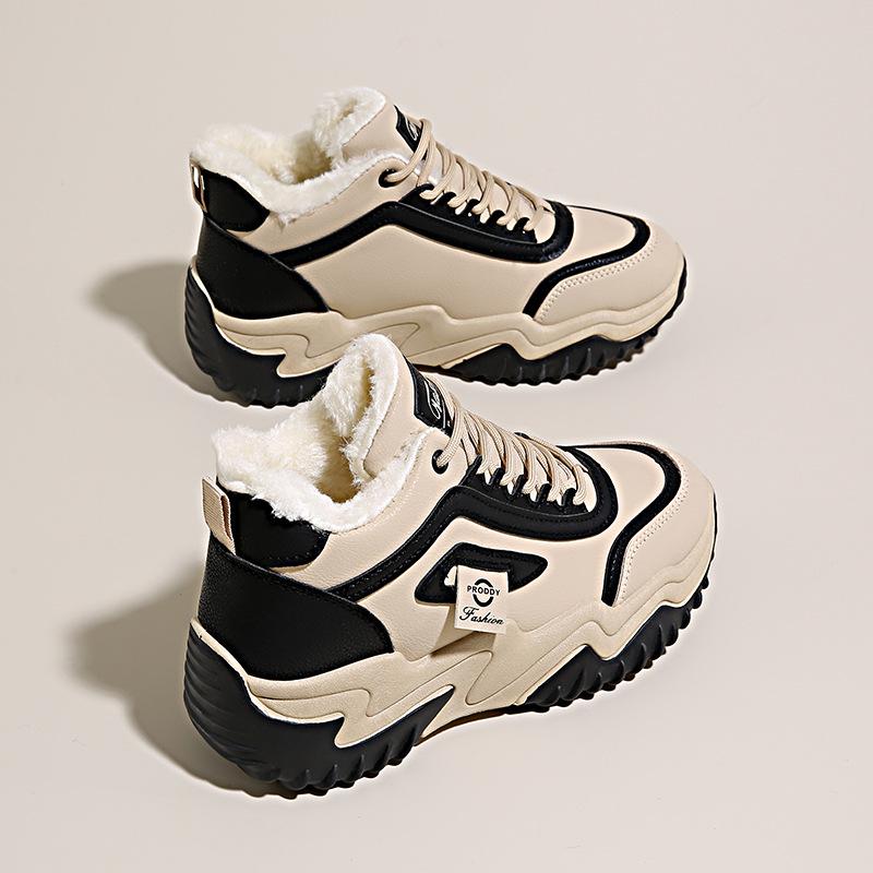 Женские теплые зимние ботинки с защитой от холода, утепленные, на толстой подошве, с увеличением роста, нескользящие, износостойкие, для активного отдыха, тренировок, бега, хлопковые ботинки