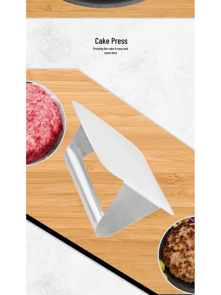 Stainless Steel Square Patty & Steak Press - Manual Teppanyaki & Hamburger Tool