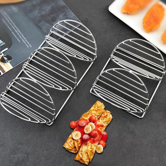 Подставки для тако из нержавеющей стали для 3 тако. Нержавеющие подносы для тако для хрустящих ракушек. Термостойкая подставка для буррито для праздничных вылазок.