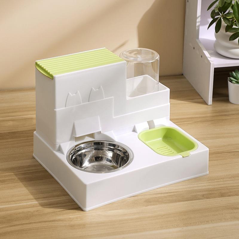 Cat Bowl Double Bowl Automatic Drinking Automatic Feeder Cat Food Bowl Dog Food Bowl Drinking All-in-One Cat Food Bowl