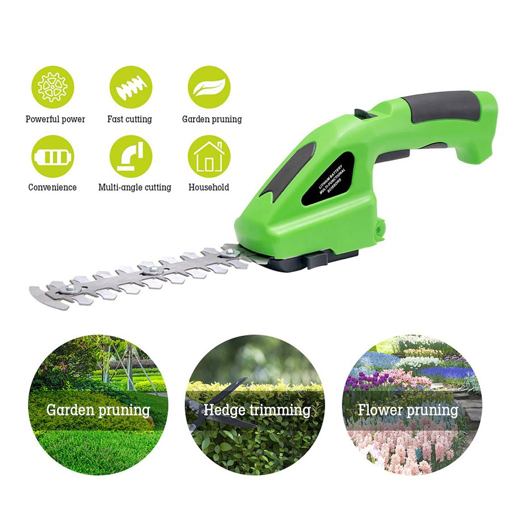 Электрический кусторез и ножницы для травы 2 в 1, аккумуляторный ручной кусторез 7,2 В, 1,5 А·ч