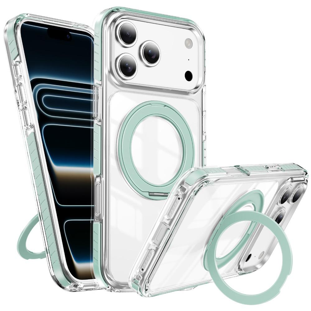 Модный прозрачный магнитный чехол для телефона для iPhone 17 Air 16 15 14 Plus 13 Pro Max, 360-градусный держатель-кольцо для MagSafe, противоударный чехол