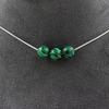 Stones and Minerals. 3 Malachite Pearl Necklace (with Resin) 8 Mm. Steel Chain Necklace Women, Men. Customizable Size.