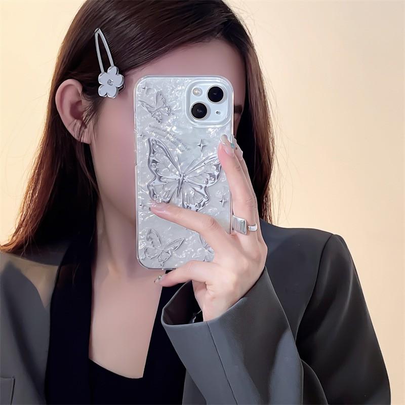 Metal Butterfly Double-sided IMD Phone Case IPhone 15 Plus 14 Pro Max 13 12 11 Shockproof Back Cover