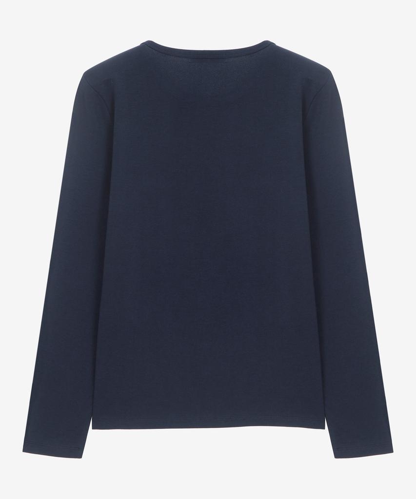 BASIC HOUSE Women'S Slim Fit Spandex Long Sleeve T-Shirt Navy Lats0208