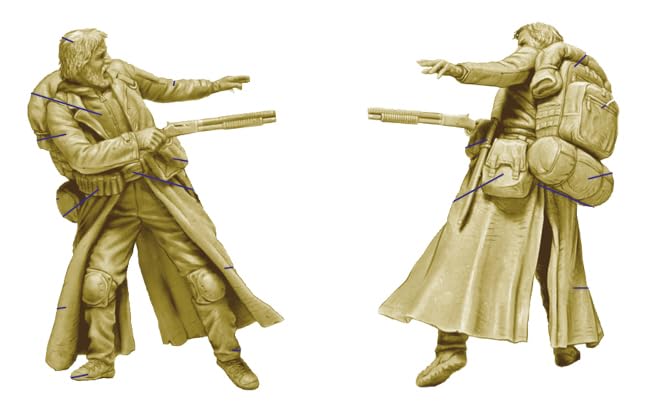 Master Box Zombieland Series Zombie Hunter 1 Male 2 Female Shotgun Plastic Model MB35243 1/35 + (People)
