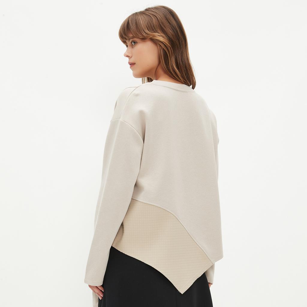 Dimanaf 2025 Плюс Размер Футболка Пуловер Весна Женщины Узор Асимметричный Твердый Полный Рукав Вязание Свободный