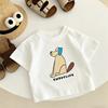 Детские топы с коротким рукавом Свободная повседневная одежда Для детей 1-7 лет Простая универсальная базовая рубашка Милая футболка с принтом Детская одежда