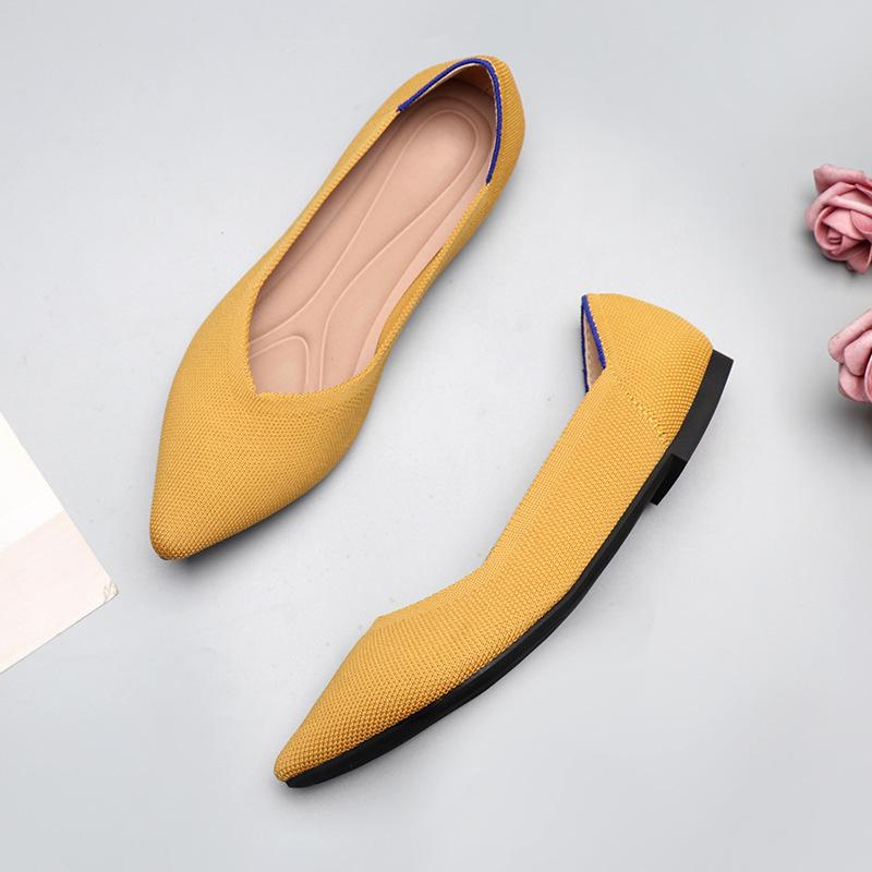 Fashion 2024 New Women's Spring Autumn Flat Shoes Fashion Casual Shallow Pointed Toe Knitting Soft Sole Elastic Comfortable Shoes