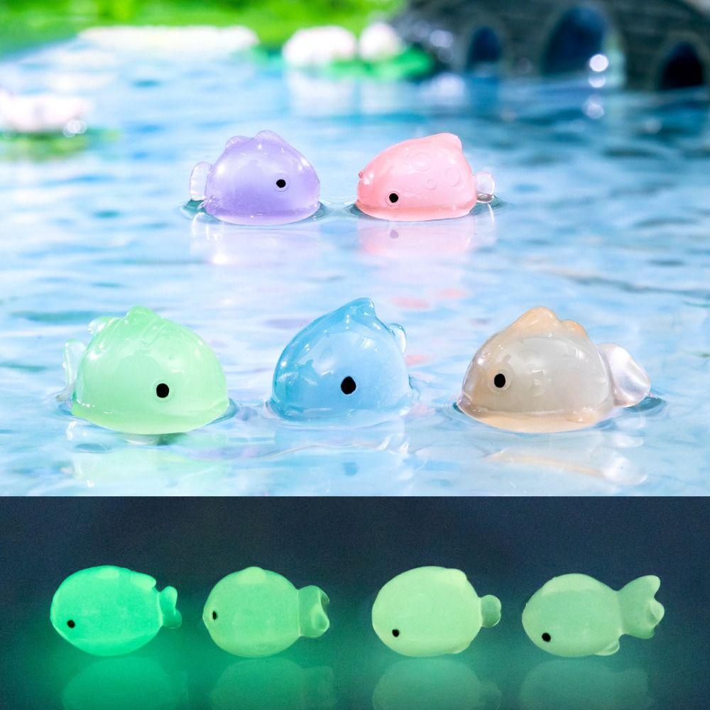 Colorful Luminous Fat Fish Simulation Fat Fish Landscaping Mini Fish Figures Fairy Garden