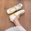 French sweet bow light mouth ballet single shoes women's skirt round head Velcro word with Mary Jane shoes