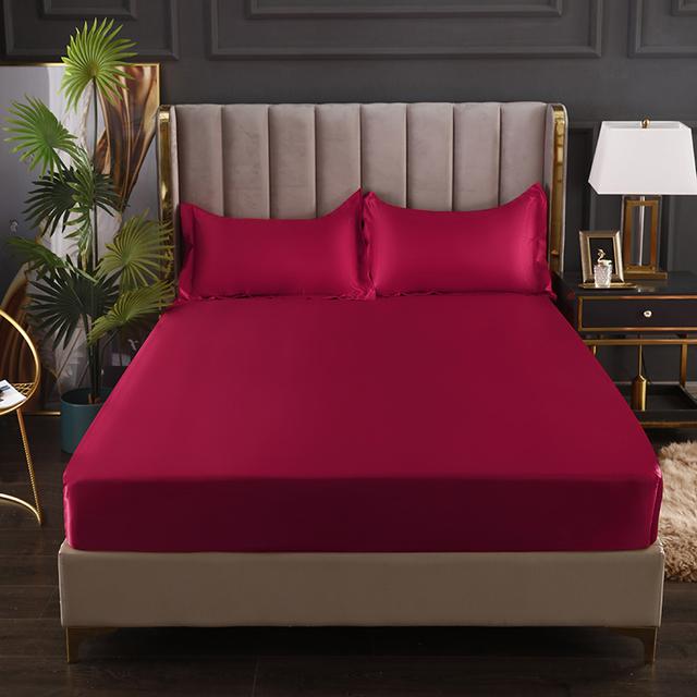 Bed Sheet Home Textile Three-piece Set Home High-end Solid Color Satin Silk Bed Sheet Mattress Cover Elastic Band Bed Sheet Bedding