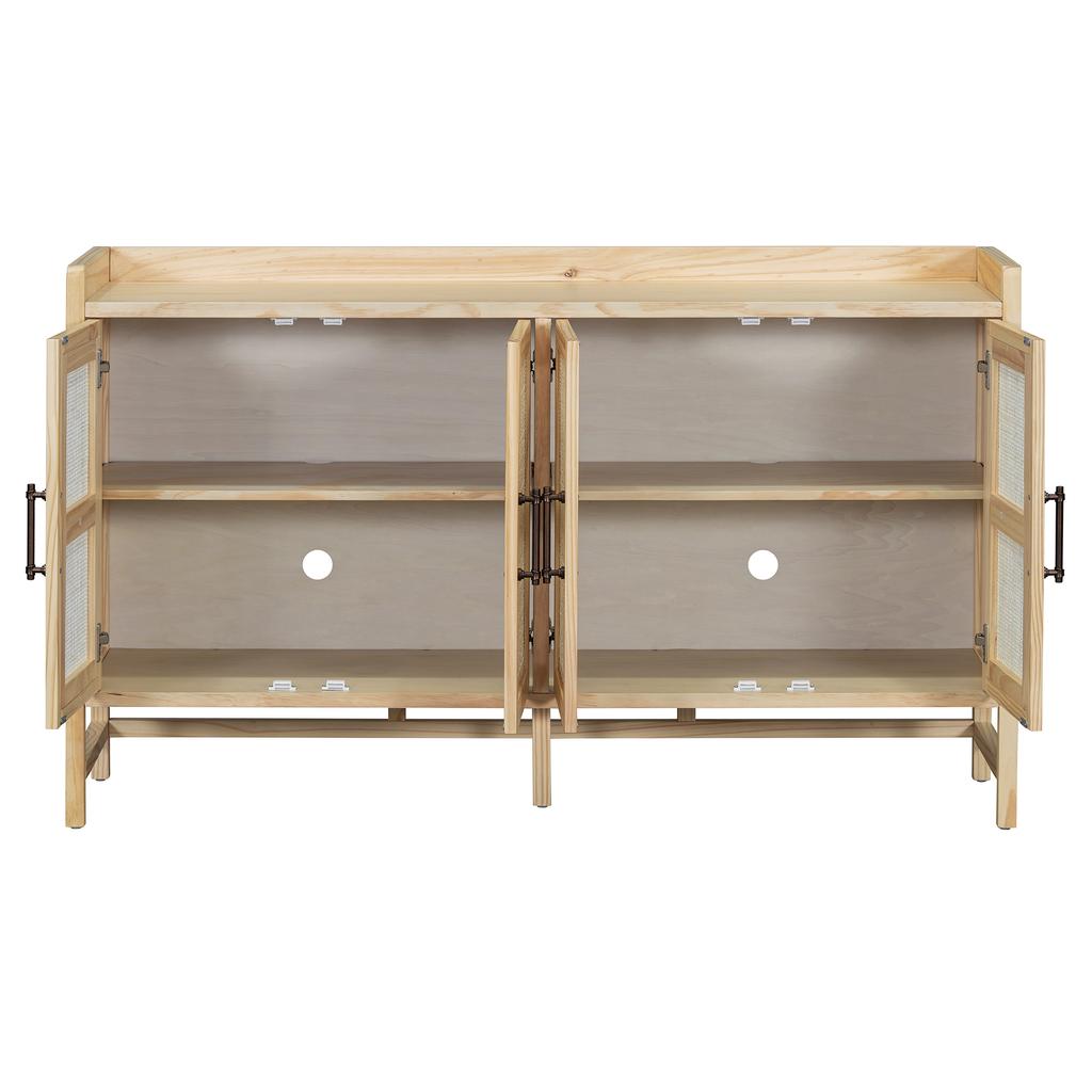 Шкафы для хранения вещей, деревянный напольный шкаф с 4 дверцами из ротанга, буфет, буфетная мебель для дома, гостиной, спальни