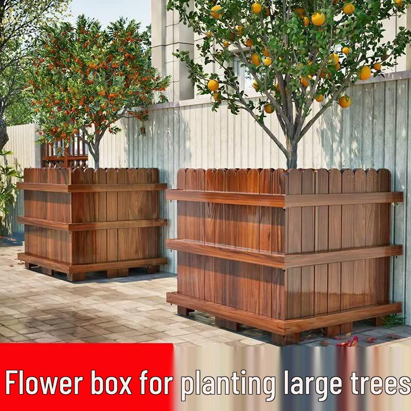 Qiukiao Outdoor Anti-Corrosion Wood Planter Box