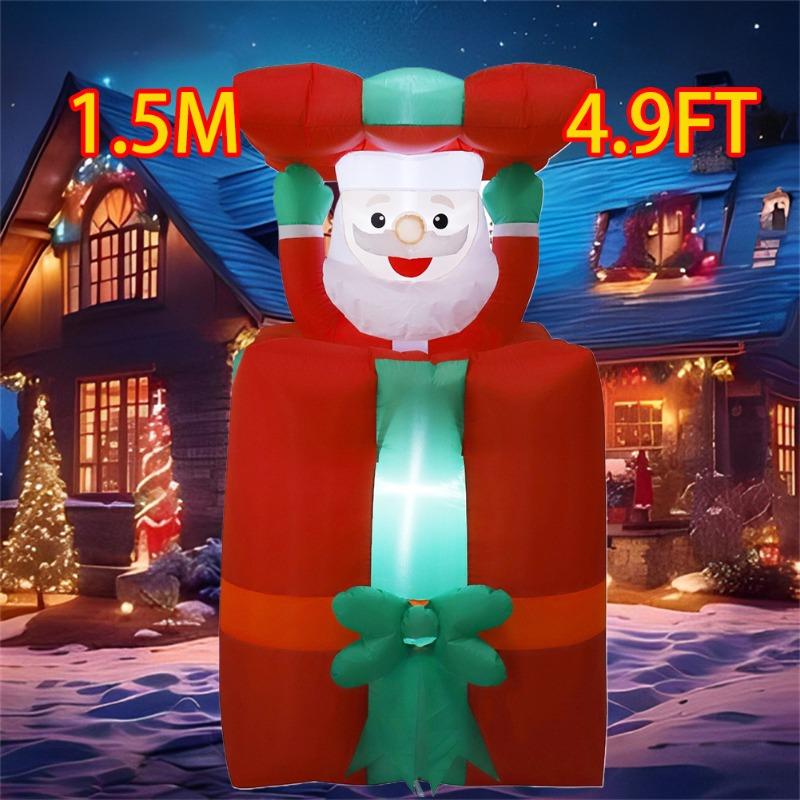Christmas Decoration Up and Down Chimney Santa Claus Inflatable Toys with LED Light 1.5M Inflatable Model Indoor Outdoor Decor