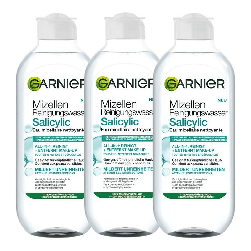 Мицеллярная вода Garnier Skin Active, Мягкое очищение с салициловой кислотой для проблемной кожи, 400 мл, 3 шт.