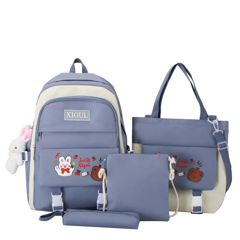 Four-Piece Backpack Set Junior High School Students' Lightweight Schoolbag Women's Large Capacity Backpack for Grade Three To Five and Six