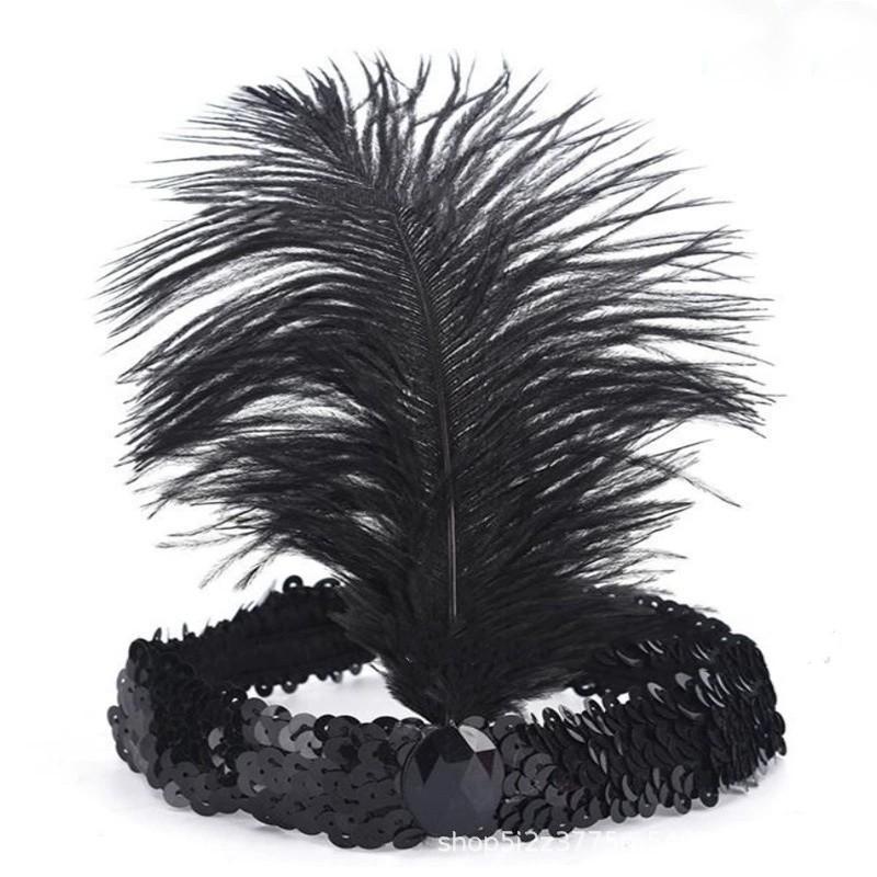 Sequins Feather Crystal Headband Indian Feather Headdress Holiday Party Indian Hairband Fashion Women Hair Accessories